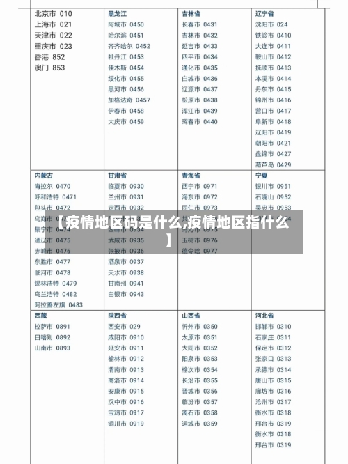 【疫情地区码是什么,疫情地区指什么】