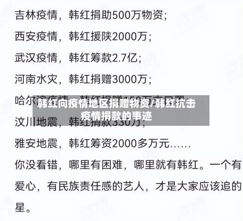 韩红向疫情地区捐赠物资/韩红抗击疫情捐款的事迹-第3张图片